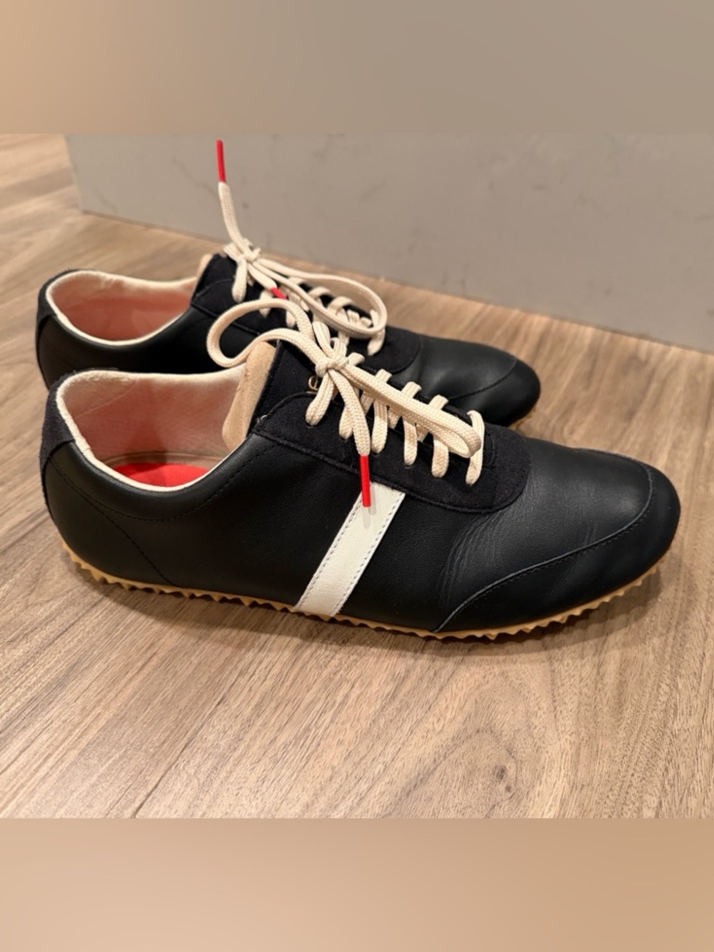 PLAE Black Sneakers with White Stripe and Cream Laces - Ecols Waterproof